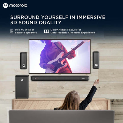 MOTOROLA AmphisoundX Dolby Atmos with Wireless Satellites 600 W Bluetooth Soundbar (Black, 5.1 Channel)