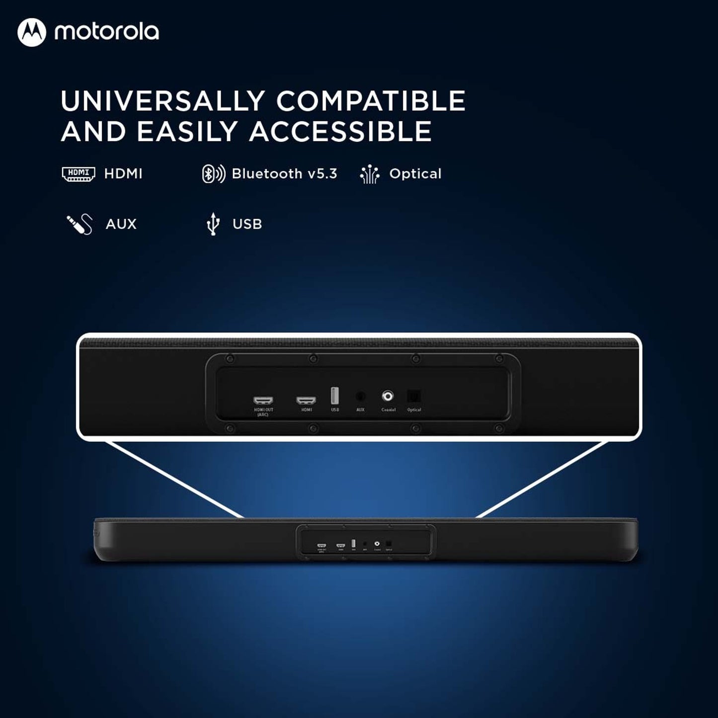 MOTOROLA AmphisoundX Dolby Atmos with Wireless Satellites 600 W Bluetooth Soundbar (Black, 5.1 Channel)