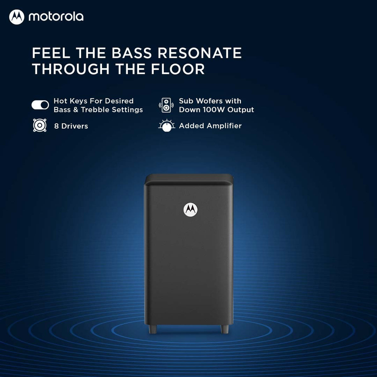 MOTOROLA AmphisoundX Dolby Atmos with Wireless Satellites 600 W Bluetooth Soundbar (Black, 5.1 Channel)