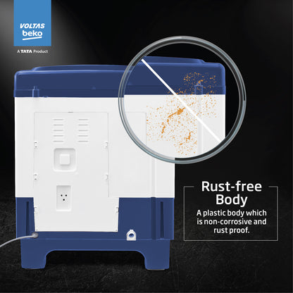Voltas Beko 6.5 Kg 5 Star Semi-Automatic Top Loading Washing Machine (WTT65UNX/OK3I0I0W01, Blue, Pulsator wash technology)