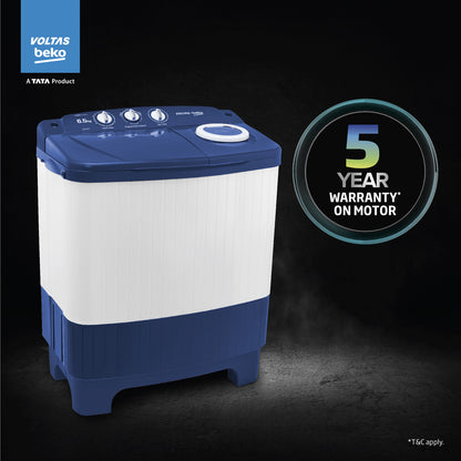Voltas Beko 6.5 Kg 5 Star Semi-Automatic Top Loading Washing Machine (WTT65UNX/OK3I0I0W01, Blue, Pulsator wash technology)