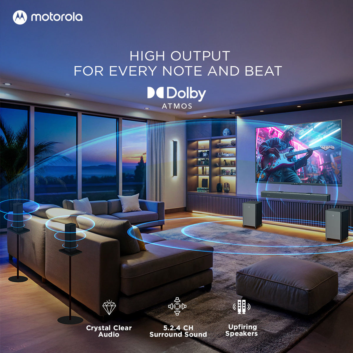 MOTOROLA AmphisoundX Vibe Dolby Atmos 700 W Bluetooth Soundbar (Black, 5.2.4 Channel)