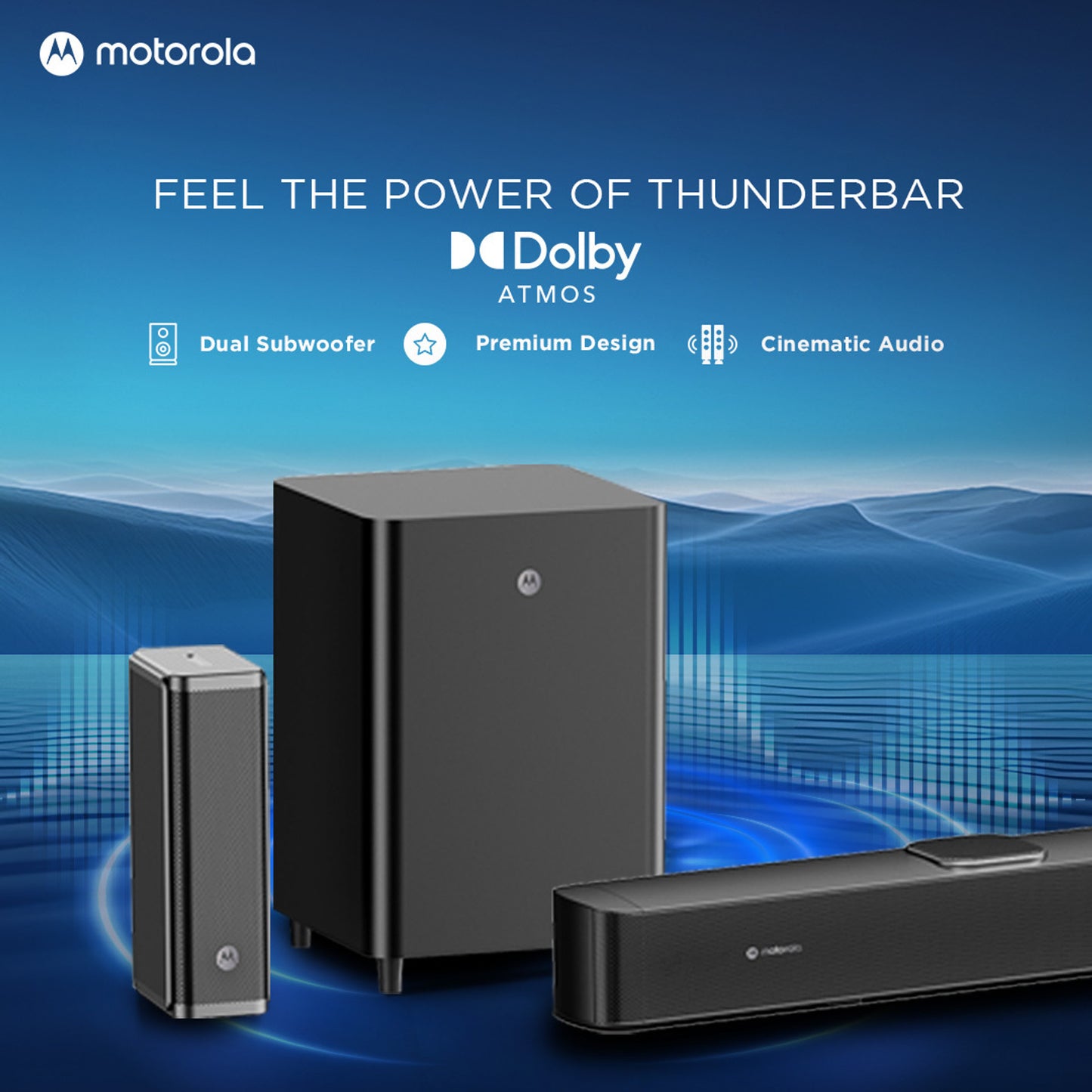MOTOROLA AmphisoundX Vibe Dolby Atmos 700 W Bluetooth Soundbar (Black, 5.2.4 Channel)