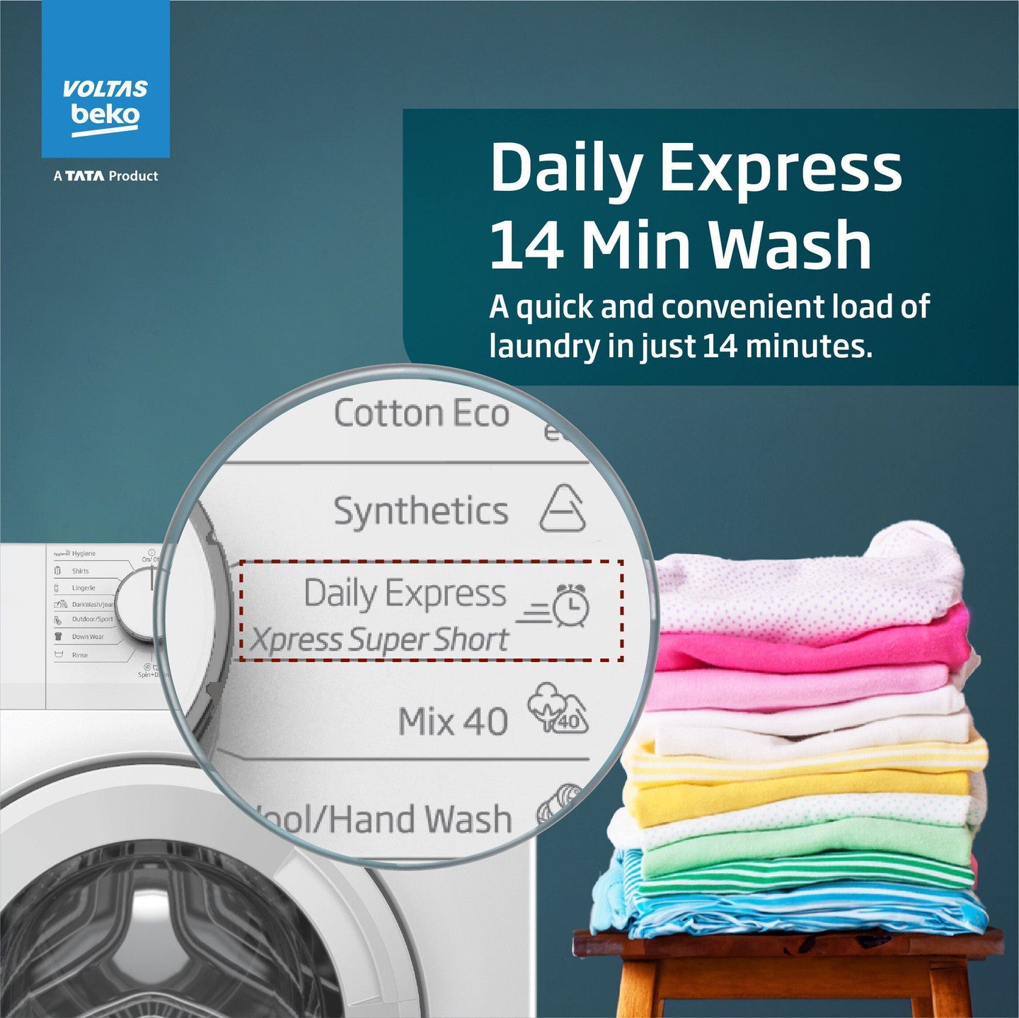 Voltas Beko 6.5 kg 5 Star Fully Automatic Front Load with In-built Heater White (WFL6512B7COUBAA/WWV)