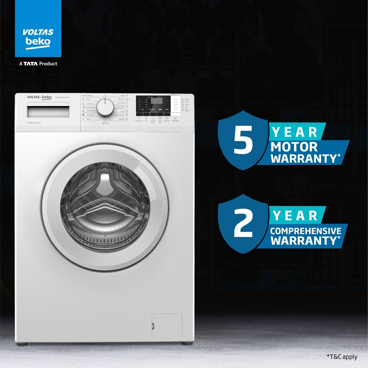 Voltas Beko 6.5 kg 5 Star Fully Automatic Front Load with In-built Heater White (WFL6512B7COUBAA/WWV)
