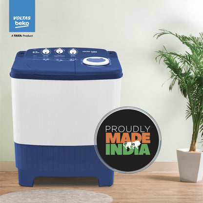 Voltas Beko 6.5 Kg 5 Star Semi-Automatic Top Loading Washing Machine (WTT65UNX/OK3I0I0W01, Blue, Pulsator wash technology)