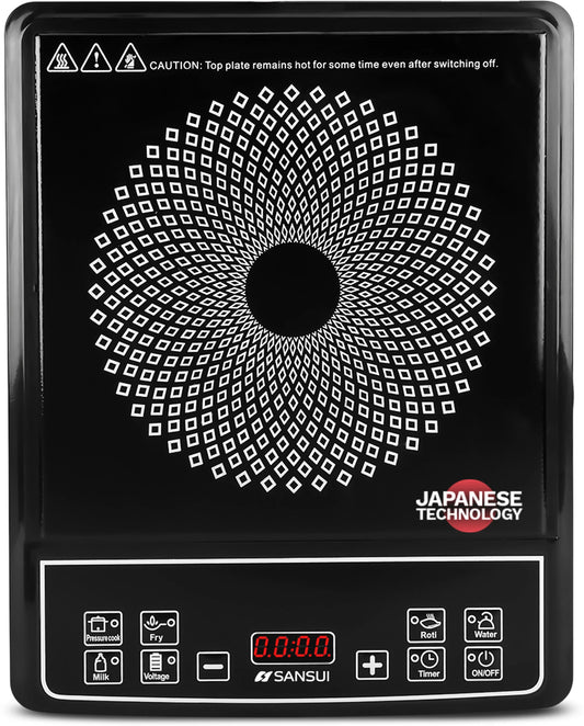 Sansui 1600 W Induction Cooktop Push Button (Black, Smart Cook -1600)