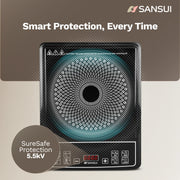 Sansui 1600 W Induction Cooktop Push Button (Black, Smart Cook -1600)