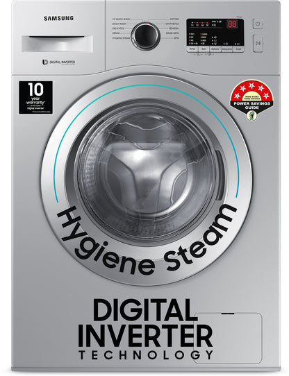 Samsung 7 kg 5 star, Hygiene Steam with Inbuilt Heater, LED Display, Diamond Drum, Digital Inverter Fully Automatic Front Load Silver (WW70R20GLSS/TL)