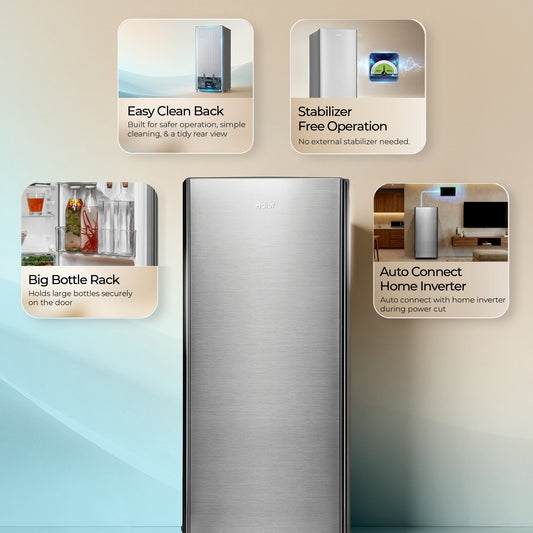 Haier 190 L Direct Cool Single Door 2 Star Refrigerator with Fast Ice Making, Easy Clean Back, Large Vegetable Box (...