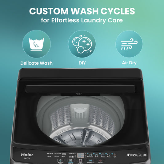 Haier 10 kg Powerful Oceanus Wave Drum, Custom Wash Cycles with 15 Mins Quick Wash, Smart Fuzzy Control, Balance...