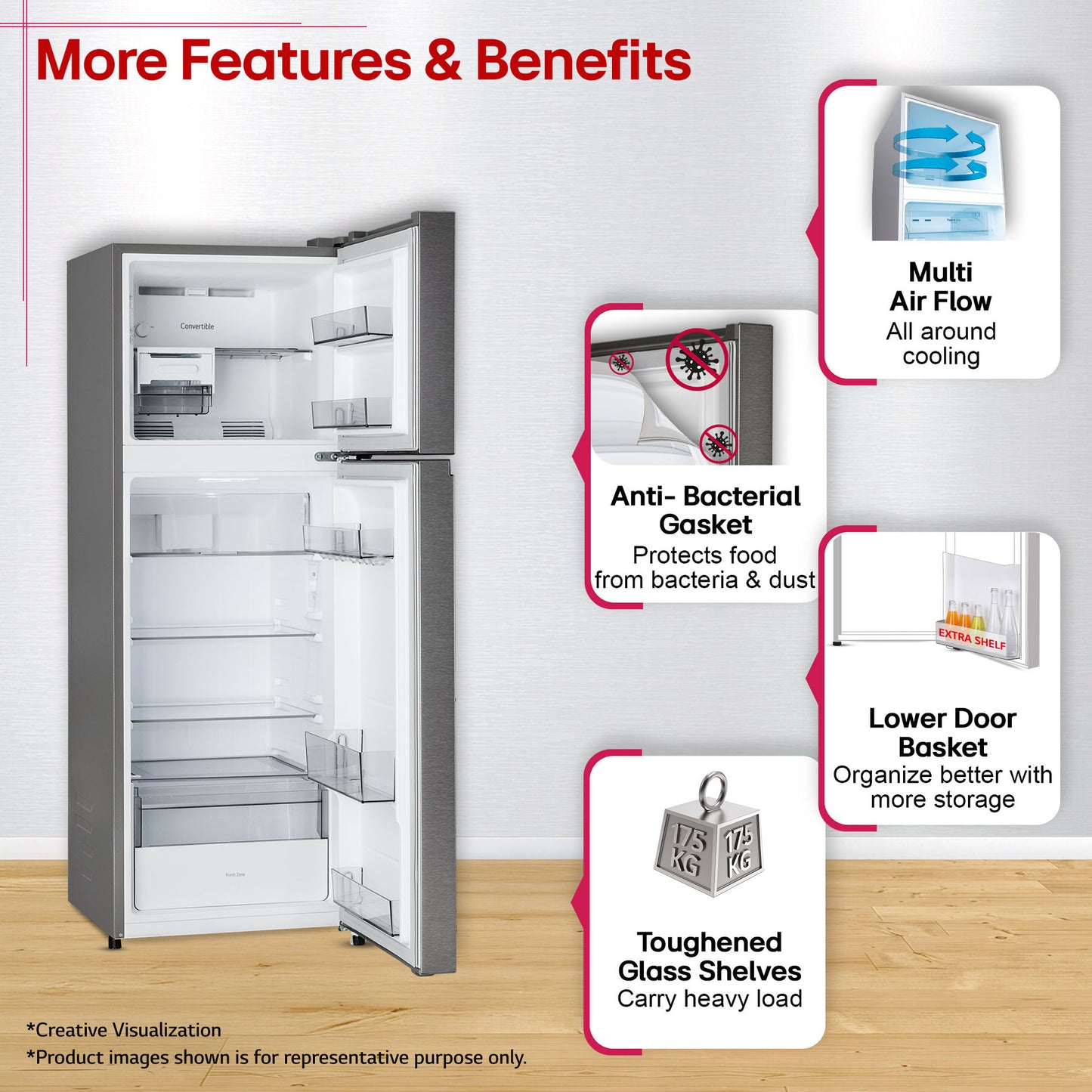 LG 251 L Frost Free Double Door 2 Star Convertible Refrigerator with Convertible, Smart Mode, Multi Air Flow, Deodorizer, Fresh Zone, Works Without Stabilizer, Inverter Compressor, Auto connect & 2026 Model (Dazzle Steel, GLT2526XWDS)
