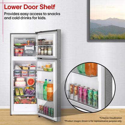 LG 251 L Frost Free Double Door 2 Star Convertible Refrigerator with Convertible, Smart Mode, Multi Air Flow, Deodorizer, Fresh Zone, Works Without Stabilizer, Inverter Compressor, Auto connect & 2026 Model (Dazzle Steel, GLT2526XWDS)
