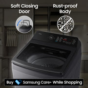 Samsung 8 kg 5 Star, Hygiene Steam, Ecobubble, Quick Wash, Soft Closing Door, Digital Inverter,Stainwash, Deep Charcoal Fully Automatic Top Load with In-built Heater Black (WA40F08H2CTL)