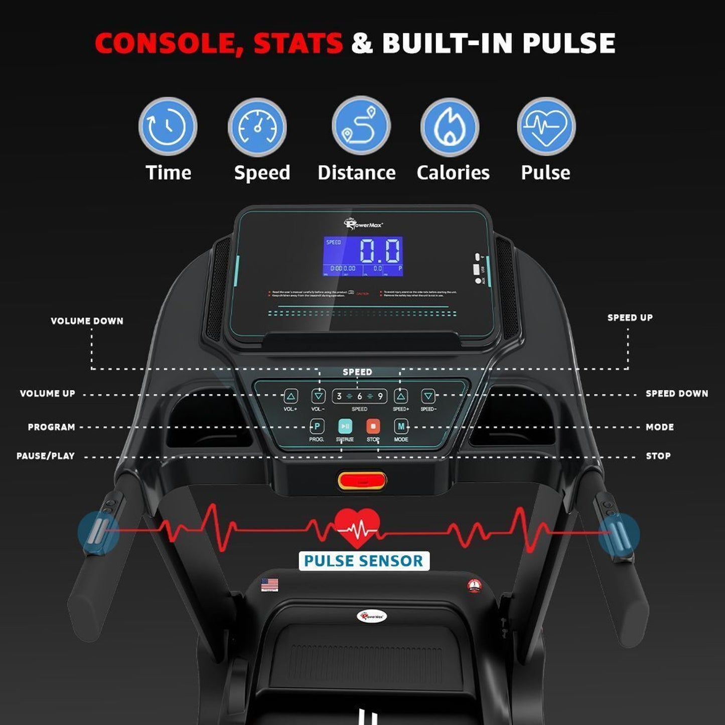 Powermax Fitness TDM-98 4HP Motor 110kg Foldable & Shock Absorption for Home Treadmill