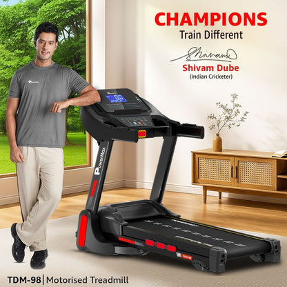 Powermax Fitness TDM-98 4HP Motor 110kg Foldable & Shock Absorption for Home Treadmill