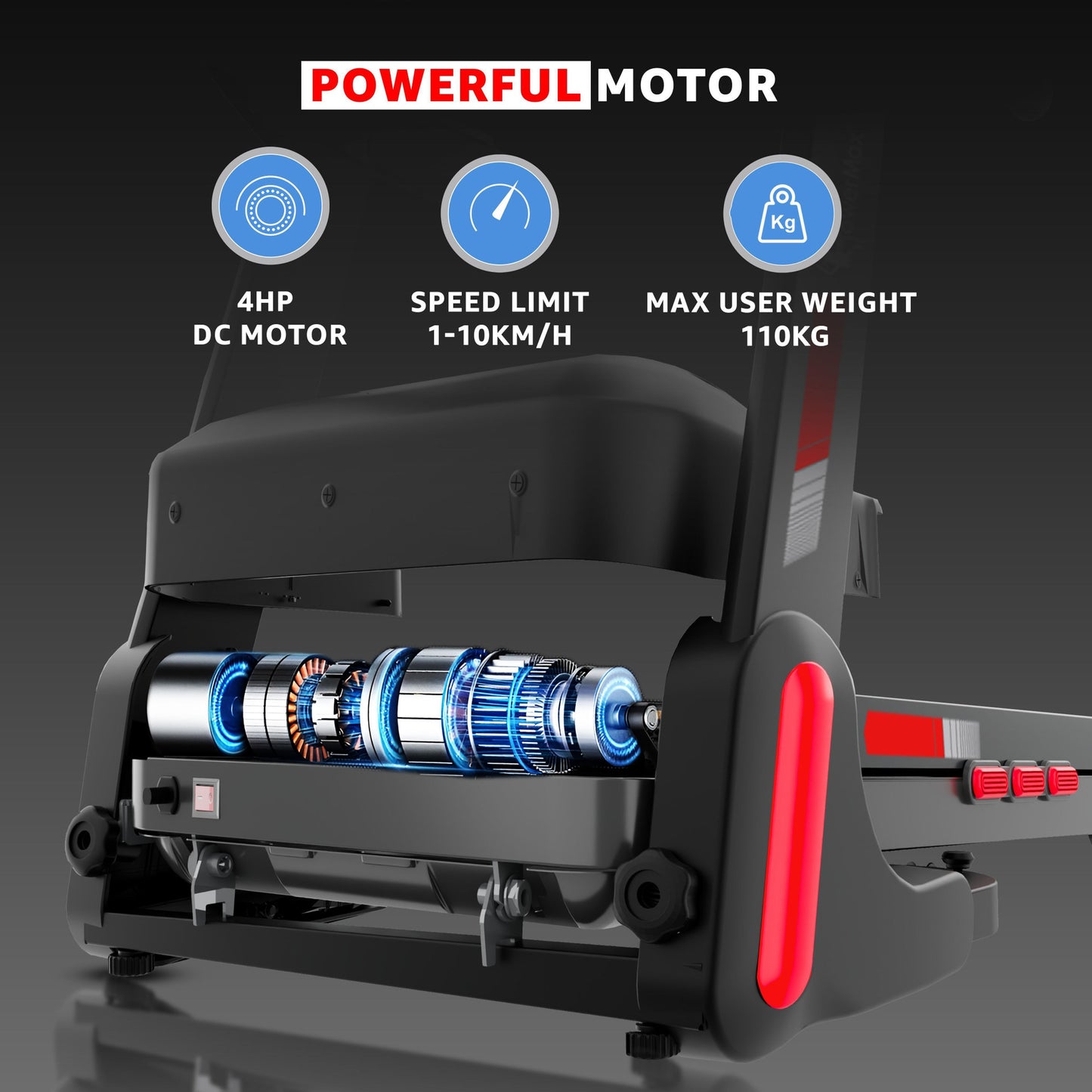 Powermax Fitness TDM-98 4HP Motor 110kg Foldable & Shock Absorption for Home Treadmill