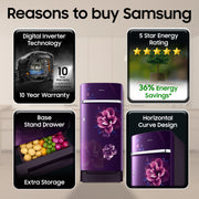 Samsung 189 L Direct Cool Single Door 5 Star Refrigerator with Base Drawer with Digital Inverter, Single Touch...