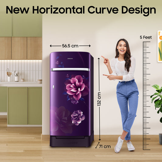 Samsung 189 L Direct Cool Single Door 5 Star Refrigerator with Base Drawer with Digital Inverter, Single Touch...