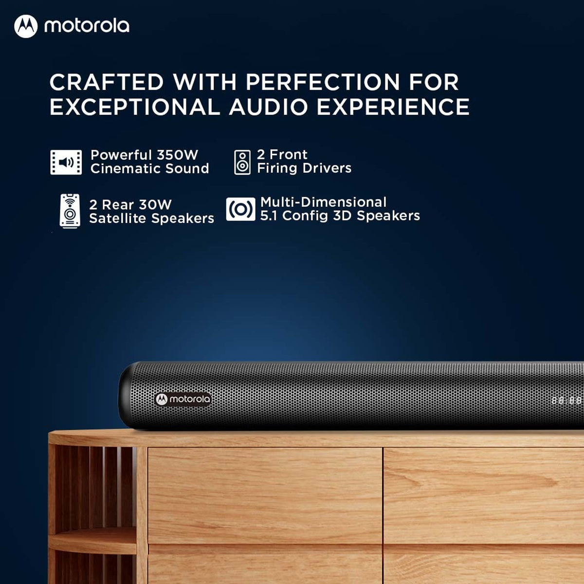 MOTOROLA AmphisoundX 350 W Bluetooth Soundbar (Black, 5.1 Channel)