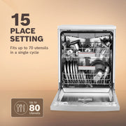 BOSCH SMS46KI03I Free Standing 15 Place Settings Intensive Kadhai Cleaning| No Pre-rinse Required Dishwasher