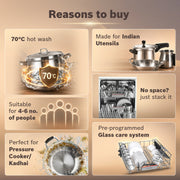 BOSCH SMS66GW01I Free Standing 13 Place Settings Intensive Kadhai Cleaning| No Pre-rinse Required Dishwasher