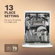 BOSCH SMS66GW01I Free Standing 13 Place Settings Intensive Kadhai Cleaning| No Pre-rinse Required Dishwasher