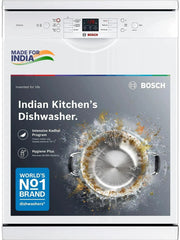 BOSCH SMS66GW01I Free Standing 13 Place Settings Intensive Kadhai Cleaning| No Pre-rinse Required Dishwasher