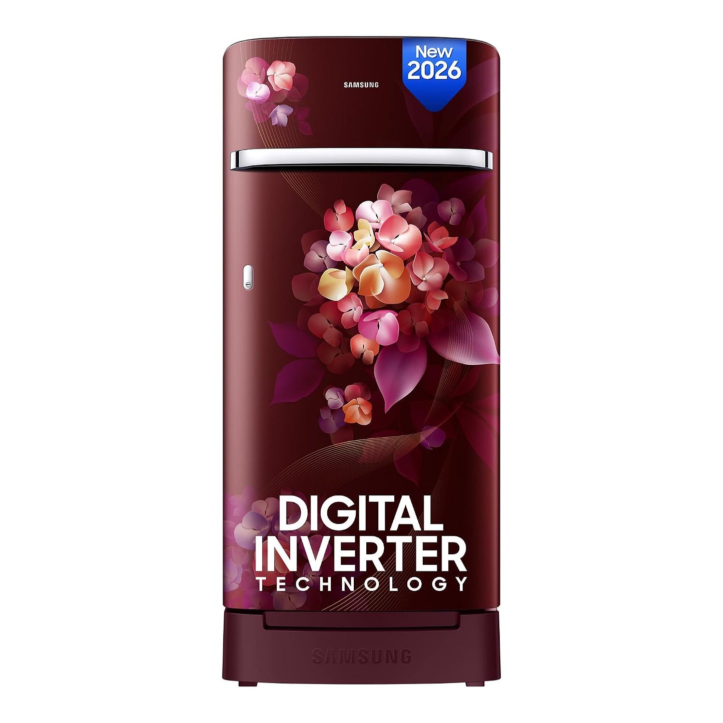 Samsung 189 L, 4 Star, Digital Inverter, Direct-Cool Single Door Refrigerator (RR21H2H24HT/HL, Red, Hydrangea Plum, Base Stand Drawer, Single Touch Defrost, 2026 Model)