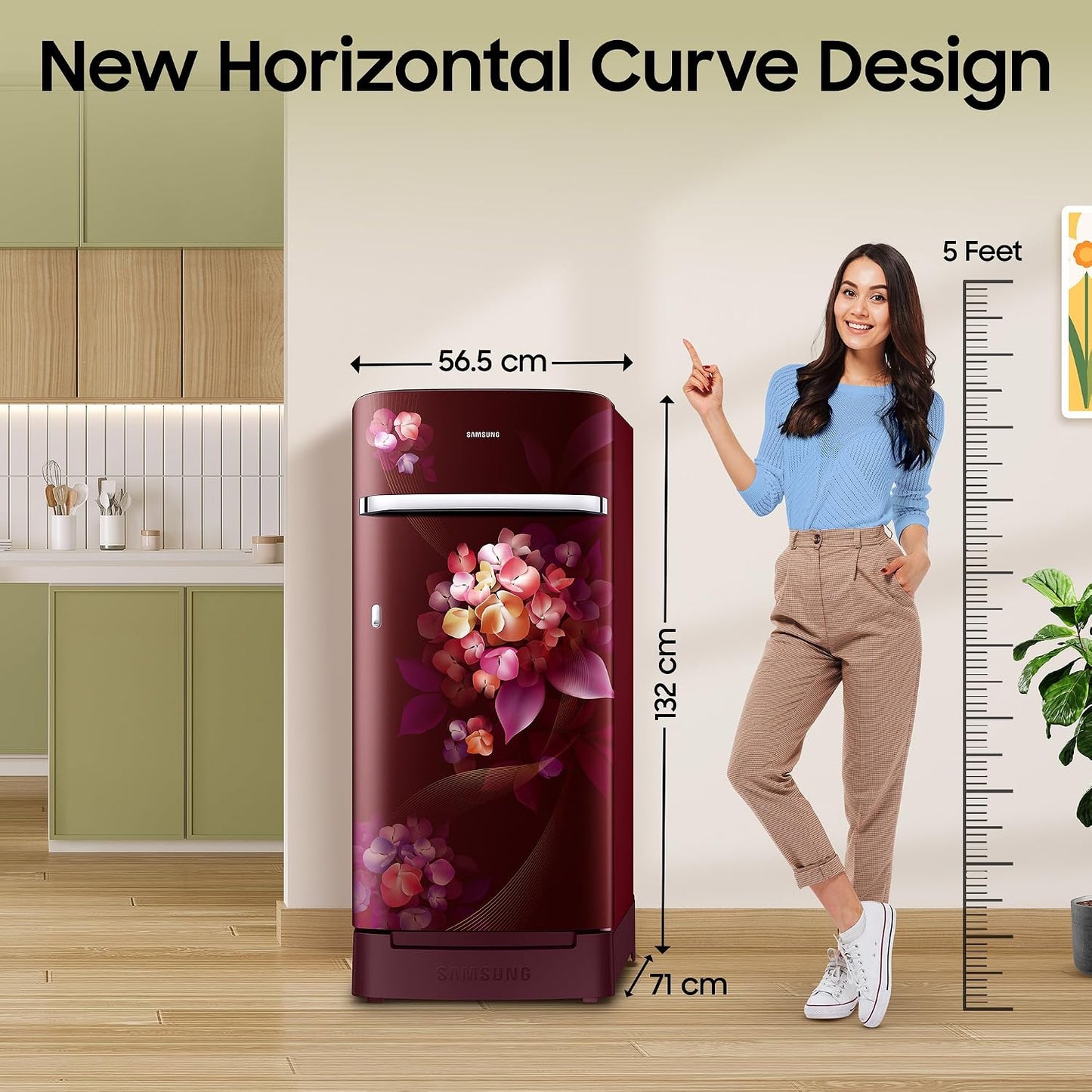Samsung 189 L, 4 Star, Digital Inverter, Direct-Cool Single Door Refrigerator (RR21H2H24HT/HL, Red, Hydrangea Plum, Base Stand Drawer, Single Touch Defrost, 2026 Model)