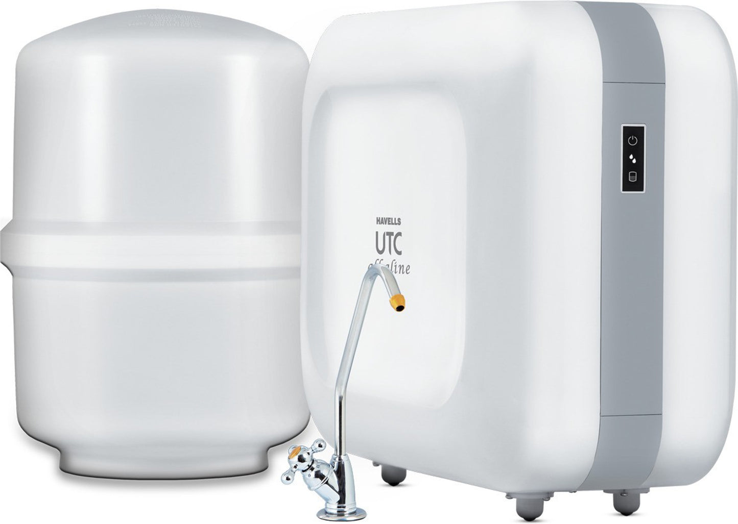 Havells UTC Alkaline Water Purifier with 360-degree rotation Faucet, Cu+Zn+Alkaline+natural minerals, 8 stage Purification, 8L Plasto-Steel tank, Double UV Purification tech.(RO+UV), (Grey and White)