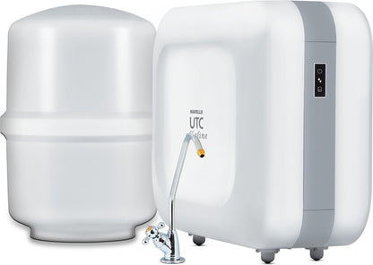 Havells UTC Alkaline Water Purifier with 360-degree rotation Faucet, Cu+Zn+Alkaline+natural minerals, 8 stage Purification, 8L Plasto-Steel tank, Double UV Purification tech.(RO+UV), (Grey and White)