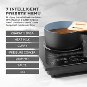 Tower 2000 W Induction Cooktop Touch Panel (Black, Windsor, 7 Preset Menus, Portable Electric Stove, Fast Heating, Energy Efficient)