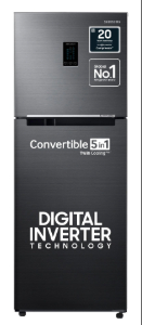 Samsung 301 L Frost Free Double Door 3 Star Convertible Refrigerator (Luxe Black, RT34C4523BX/HL)