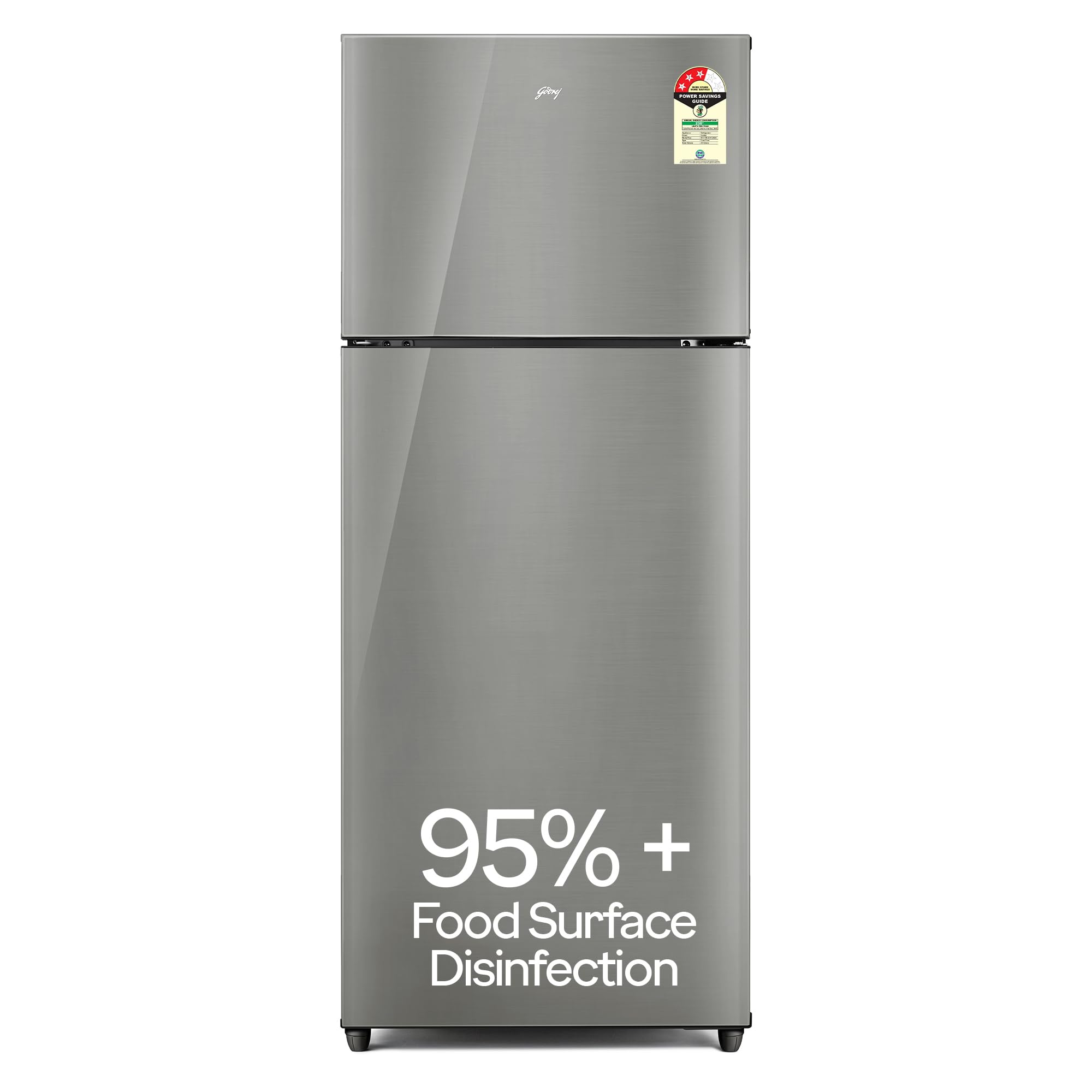 Godrej 238 L Frost Free Double Door 3 Star Refrigerator with Advanced Inverter and 95%+ Food Surface Disinfection (Steel Glow, RF EON 253C RI ST GL)