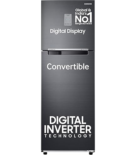 Samsung 236 L Frost Free Double Door 3 Star Convertible Refrigerator with Digital Inverter and Display (Black DOI, RT28C3733B1/HL)