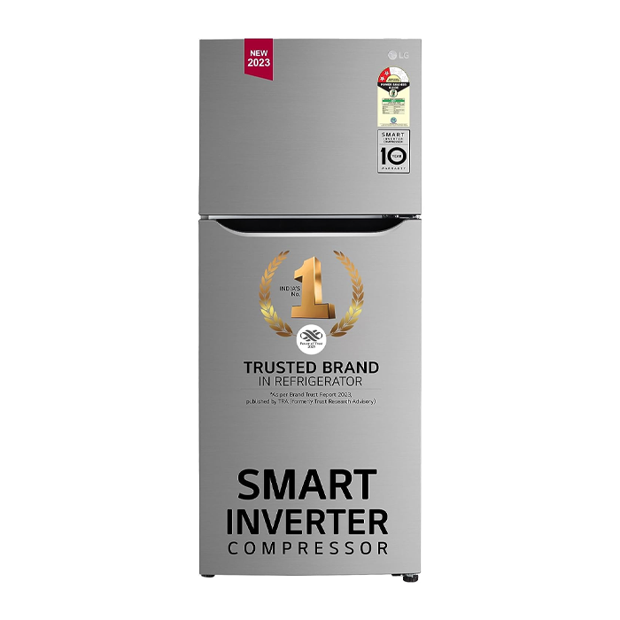 LG Smart Choice, 322 L, 3 Star, Frost-Free Smart Inverter Double Door Refrigerator (GL-S342SDSX, Dazzle Steel, Convertible with Express Freeze)