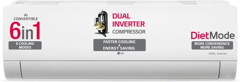 LG 1.5 Ton 3 Star DUAL Inverter Split AC (Copper, AI Convertible 6-in-1 Cooling, 2 Way Swing, HD Filter with Anti-Virus Protection, Faster Cooling & Energy Saving, TS-Q18JNXE3, White)