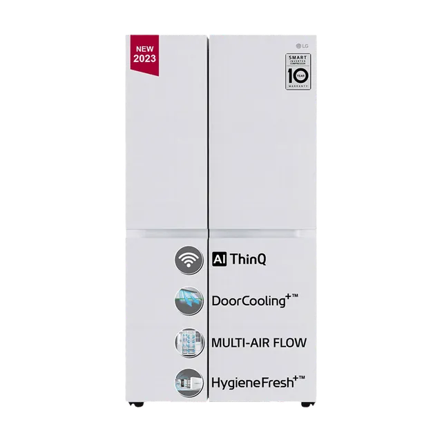LG 650 Litres 3 Star Frost Free Side by Side Convertible Refrigerator with Smart Inverter Compressor (GLB257DLW3, Linen White)