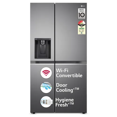 LG 630 L 3 Star Frost Free Smart Inverter Wi-Fi Double Door Side by Side Refrigerator (GL-L257CPZ3, Shiny Steel, Convertible, Door Cooling, Multi Air Flow | With Water & Ice Dispenser)