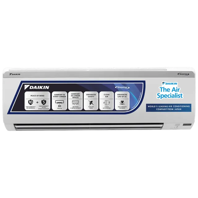 DAIKIN Premium Series 1.5 Ton 3 Star Inverter Split AC ( Copper Condenser, PM 2.5 Filter, FTKL50UV16V/U/V3)