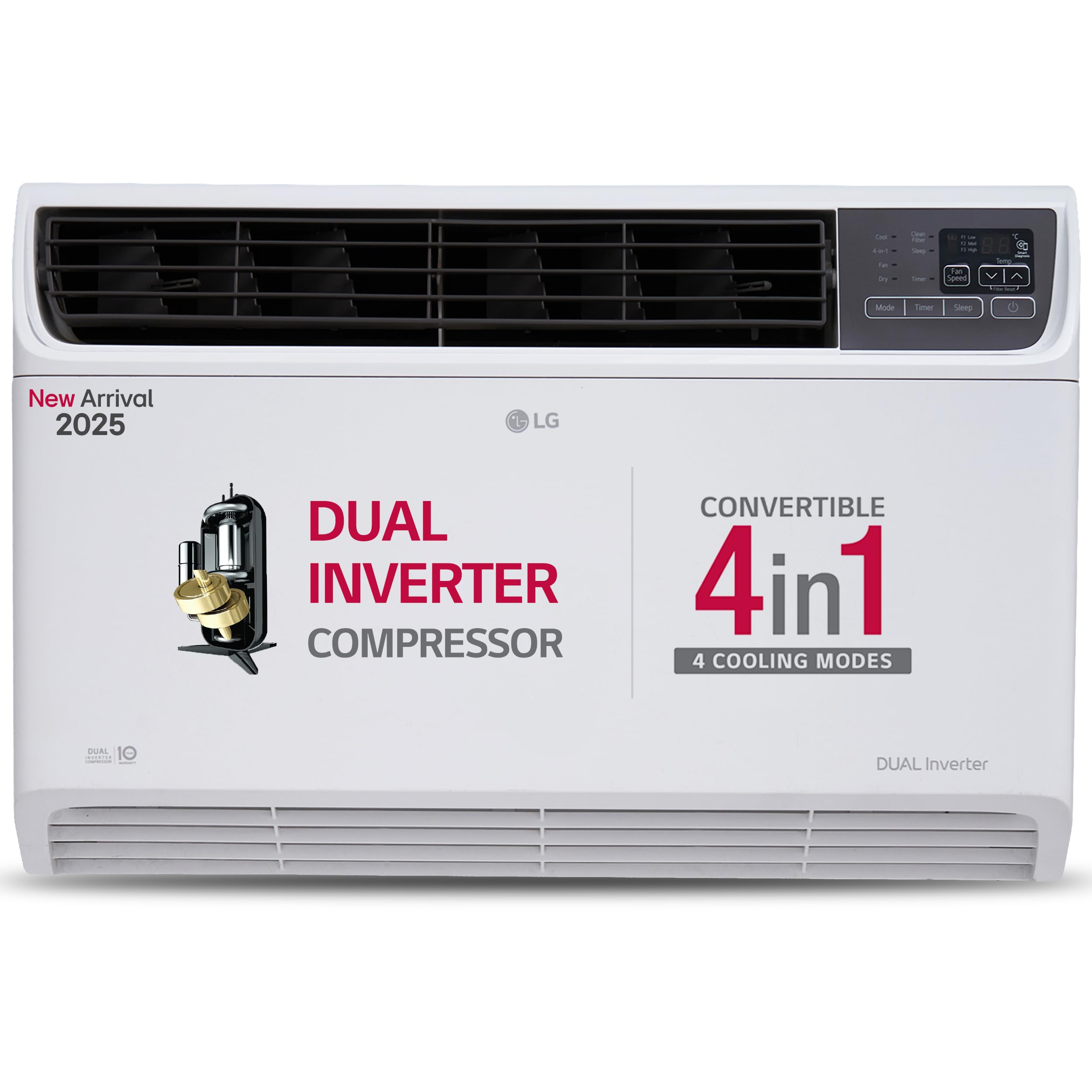LG 1.5 Ton 3 Star DUAL Inverter Window AC (Copper, Convertible 4-in-1 cooling HD Filter, 2025 Model UW-Q18WUXA White)